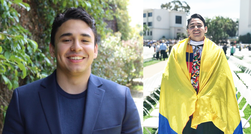 A professional profile picture of Carlos A. Mesa and a picture of his graduation from Loyola Marymount University.